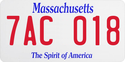 MA license plate 7AC018