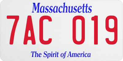 MA license plate 7AC019
