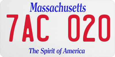 MA license plate 7AC020