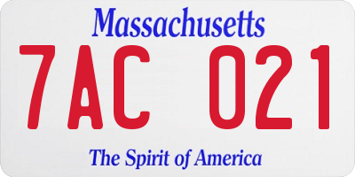 MA license plate 7AC021