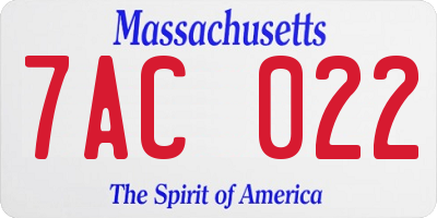 MA license plate 7AC022