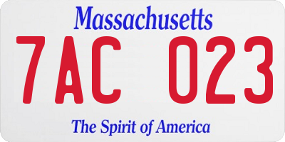 MA license plate 7AC023