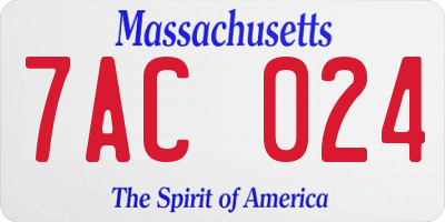 MA license plate 7AC024