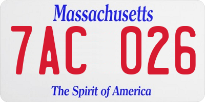 MA license plate 7AC026