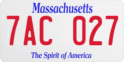 MA license plate 7AC027