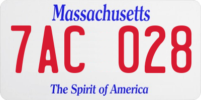MA license plate 7AC028