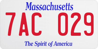 MA license plate 7AC029