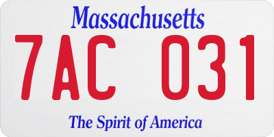 MA license plate 7AC031