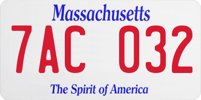 MA license plate 7AC032
