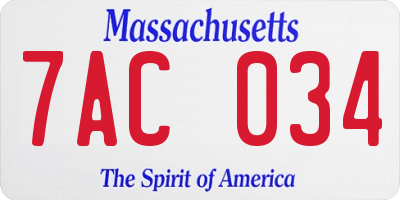 MA license plate 7AC034