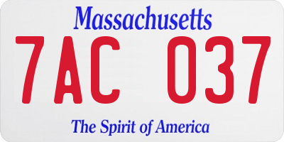MA license plate 7AC037