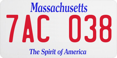 MA license plate 7AC038