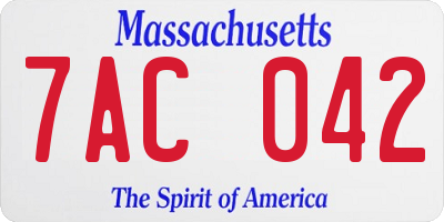 MA license plate 7AC042