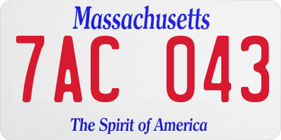 MA license plate 7AC043