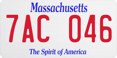 MA license plate 7AC046