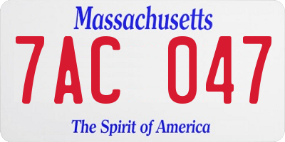 MA license plate 7AC047