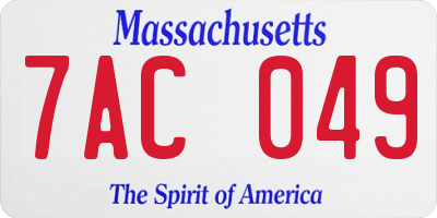 MA license plate 7AC049