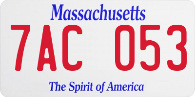 MA license plate 7AC053