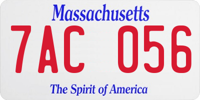 MA license plate 7AC056