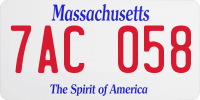 MA license plate 7AC058