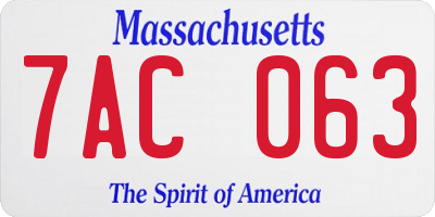 MA license plate 7AC063