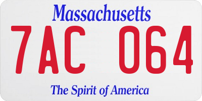 MA license plate 7AC064