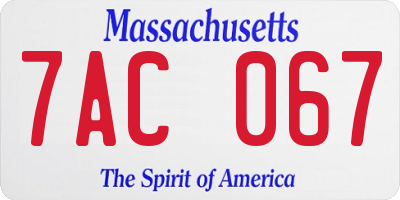 MA license plate 7AC067