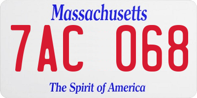 MA license plate 7AC068