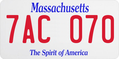 MA license plate 7AC070