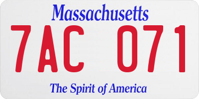 MA license plate 7AC071