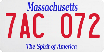 MA license plate 7AC072