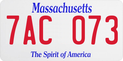 MA license plate 7AC073