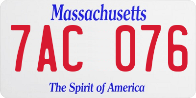 MA license plate 7AC076