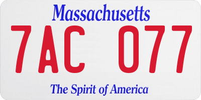 MA license plate 7AC077