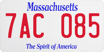MA license plate 7AC085