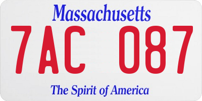 MA license plate 7AC087