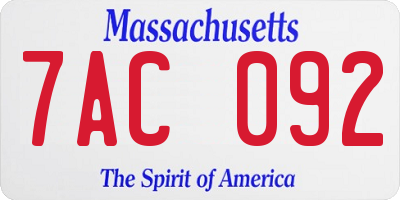 MA license plate 7AC092