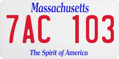 MA license plate 7AC103