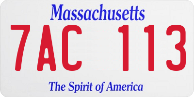 MA license plate 7AC113