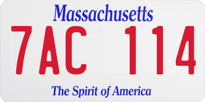 MA license plate 7AC114