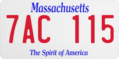 MA license plate 7AC115