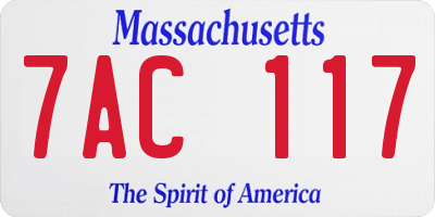 MA license plate 7AC117
