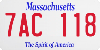 MA license plate 7AC118