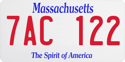 MA license plate 7AC122
