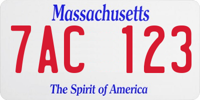 MA license plate 7AC123