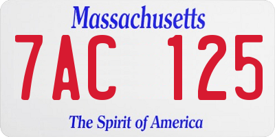 MA license plate 7AC125
