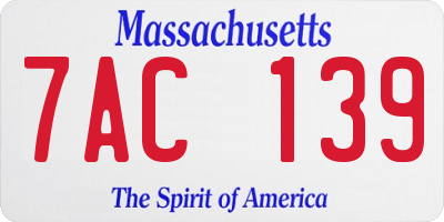 MA license plate 7AC139