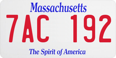 MA license plate 7AC192