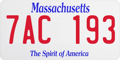 MA license plate 7AC193
