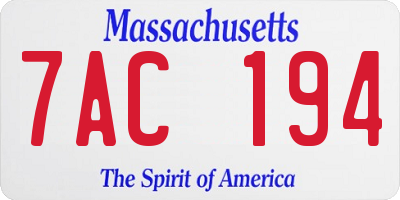 MA license plate 7AC194